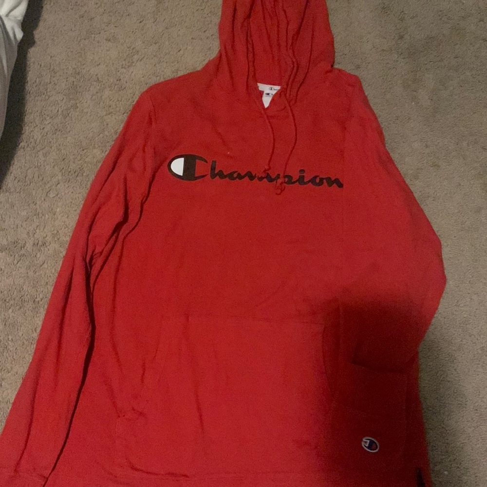 men’s size medium red champion fleece hoodie